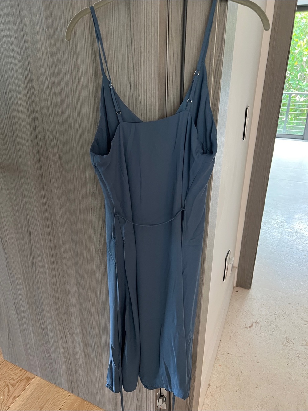 NWT LULU'S Penelope slip dress w belt midi dusty blue L - Picture 9 of 13